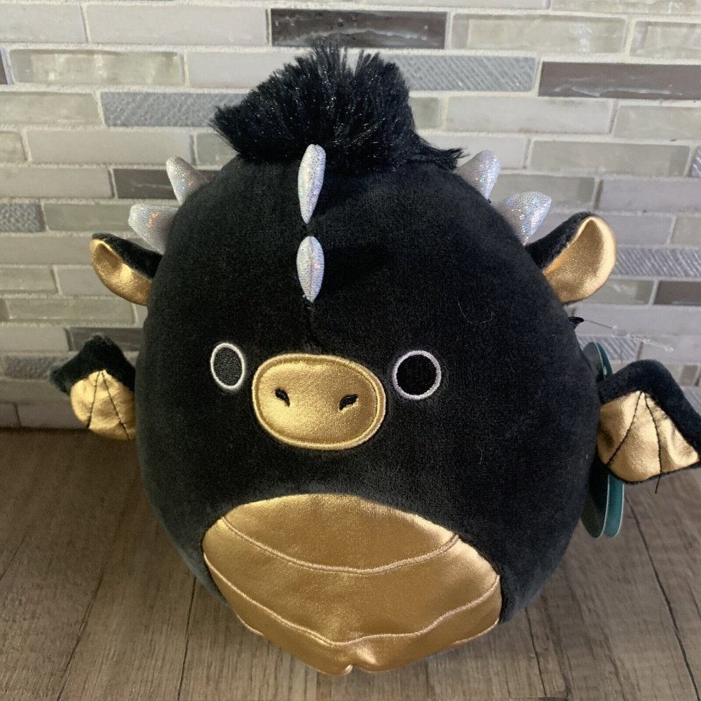 NEW Squishmallow 7.5" Luxmen Black Gold Dragon Soft Fantasy  Plush